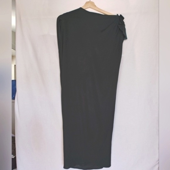 Lanvin Sleeveless Dress Green Draped Zipper Shoulder Cashmere‎ Jersey 2019 36 - Picture 3 of 12